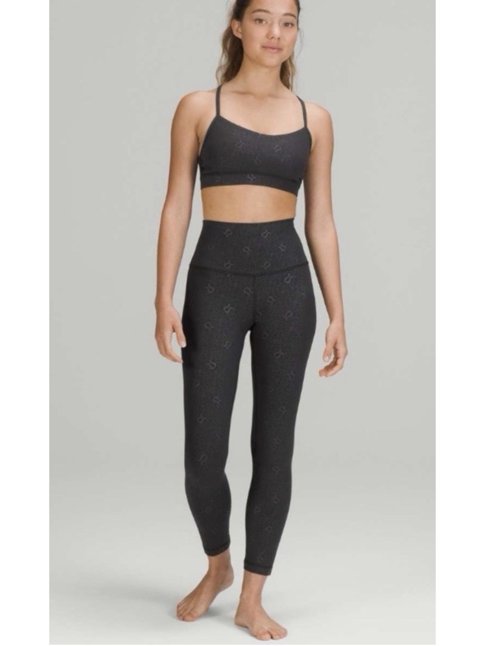 Lululemon Align High-Rise Pant 25" Black Logo/Yogo Emboss Women’s Size 2